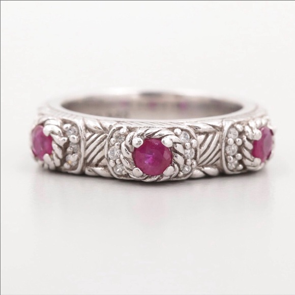 Judith Ripka sterling silver ruby ring. - Picture 3 of 7